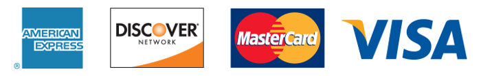 American Express, Discover, MasterCard, and VISA.